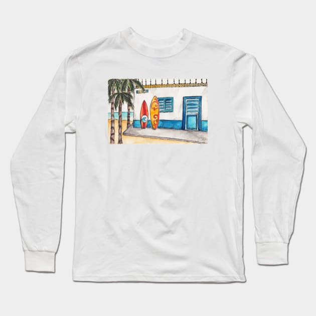 Surf Shack Long Sleeve T-Shirt by Claudia-Brueggen